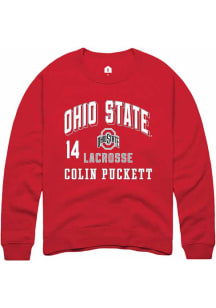 Colin Puckett  Rally Ohio State Buckeyes Mens Red NIL Arch Logo Long Sleeve Crew Sweatshirt