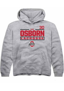 Issi Osborn  Rally Ohio State Buckeyes Youth Grey NIL Stacked Box Long Sleeve Hoodie
