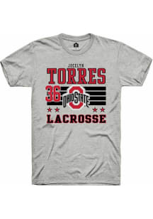 Jocelyn Torres  Ohio State Buckeyes Ash Rally NIL Striped Short Sleeve T Shirt