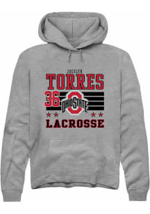 Jocelyn Torres  Rally Ohio State Buckeyes Mens Grey NIL Striped Long Sleeve Hoodie