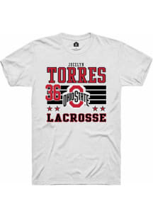 Jocelyn Torres  Ohio State Buckeyes White Rally NIL Striped Short Sleeve T Shirt
