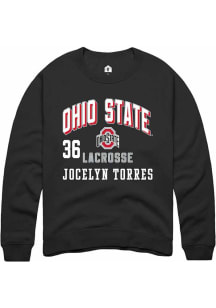 Jocelyn Torres  Rally Ohio State Buckeyes Mens Black NIL Arch Logo Long Sleeve Crew Sweatshirt