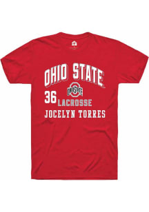 Jocelyn Torres  Ohio State Buckeyes Red Rally NIL Arch Logo Short Sleeve T Shirt