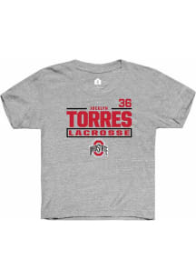 Jocelyn Torres  Rally Ohio State Buckeyes Youth Grey NIL Stacked Box Short Sleeve T-Shirt