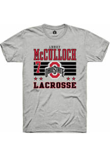 Lindsey McCulloch  Ohio State Buckeyes Ash Rally NIL Striped Short Sleeve T Shirt