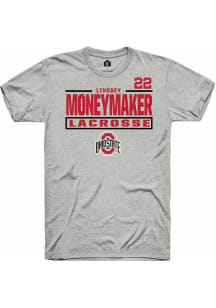 Lindsey Moneymaker  Ohio State Buckeyes Ash Rally NIL Stacked Box Short Sleeve T Shirt