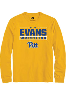 Dylan Evans  Pitt Panthers Gold Rally NIL Stacked Box Long Sleeve T Shirt
