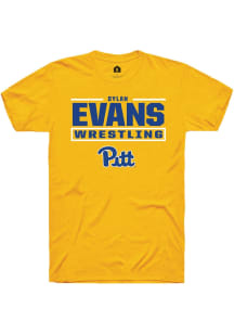 Dylan Evans  Pitt Panthers Gold Rally NIL Stacked Box Short Sleeve T Shirt