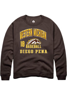 Diego Pena  Rally Western Michigan Broncos Mens Brown NIL Arch Logo Long Sleeve Crew Sweatshirt