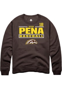 Diego Pena  Rally Western Michigan Broncos Mens Brown NIL Stacked Box Long Sleeve Crew Sweatshirt