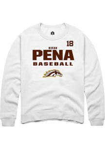 Diego Pena  Rally Western Michigan Broncos Mens White NIL Stacked Box Long Sleeve Crew Sweatshirt