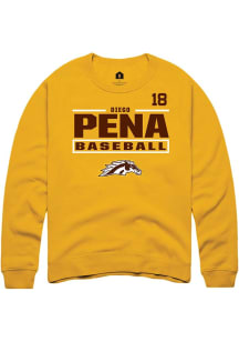 Diego Pena  Rally Western Michigan Broncos Mens Gold NIL Stacked Box Long Sleeve Crew Sweatshirt