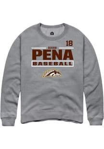 Diego Pena  Rally Western Michigan Broncos Mens Grey NIL Stacked Box Long Sleeve Crew Sweatshirt