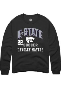 Langley Mayers  Rally K-State Wildcats Mens Black NIL Arch Logo Long Sleeve Crew Sweatshirt