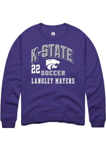 Langley Mayers  Rally K-State Wildcats Mens Purple NIL Arch Logo Long Sleeve Crew Sweatshirt