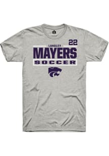 Langley Mayers  K-State Wildcats Ash Rally NIL Stacked Box Short Sleeve T Shirt