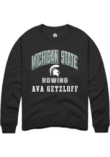 Ava Getzloff  Rally Michigan State Spartans Mens Black NIL Arch Logo Long Sleeve Crew Sweatshirt