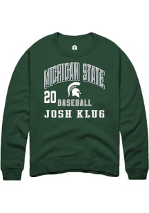 Josh Klug  Rally Michigan State Spartans Mens Green NIL Arch Logo Long Sleeve Crew Sweatshirt
