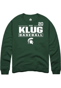 Josh Klug  Rally Michigan State Spartans Mens Green NIL Stacked Box Long Sleeve Crew Sweatshirt