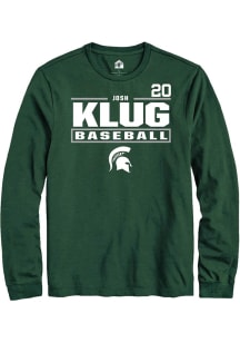 Josh Klug  Michigan State Spartans Green Rally NIL Stacked Box Long Sleeve T Shirt