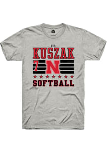Ava Kuszak  Nebraska Cornhuskers Ash Rally NIL Striped Short Sleeve T Shirt