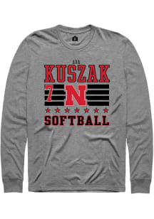 Ava Kuszak  Nebraska Cornhuskers Grey Rally NIL Striped Long Sleeve T Shirt