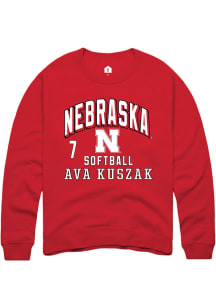 Ava Kuszak  Rally Nebraska Cornhuskers Mens Red NIL Arch Logo Long Sleeve Crew Sweatshirt