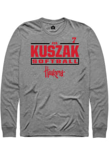 Ava Kuszak  Nebraska Cornhuskers Graphite Rally NIL Stacked Box Long Sleeve T Shirt