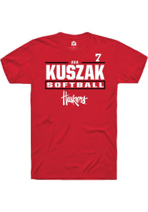 Ava Kuszak  Nebraska Cornhuskers Red Rally NIL Stacked Box Short Sleeve T Shirt