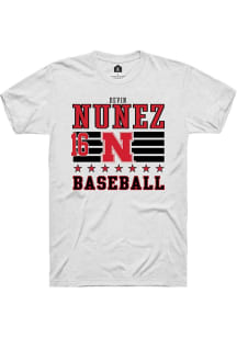 Devin Nunez  Nebraska Cornhuskers White Rally NIL Striped Short Sleeve T Shirt
