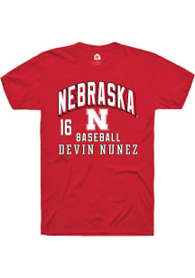 Devin Nunez  Nebraska Cornhuskers Red Rally NIL Arch Logo Short Sleeve T Shirt