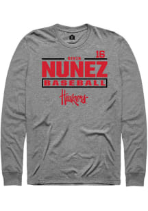 Devin Nunez  Nebraska Cornhuskers Graphite Rally NIL Stacked Box Long Sleeve T Shirt