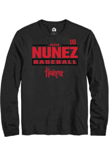 Devin Nunez  Nebraska Cornhuskers Black Rally NIL Stacked Box Long Sleeve T Shirt