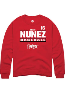 Devin Nunez  Rally Nebraska Cornhuskers Mens Red NIL Stacked Box Long Sleeve Crew Sweatshirt