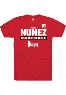 Devin Nunez  Nebraska Cornhuskers Red Rally NIL Stacked Box Short Sleeve T Shirt