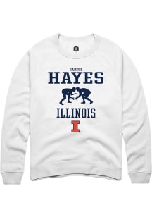 Samuel Hayes  Rally Illinois Fighting Illini Mens White NIL Sport Icon Long Sleeve Crew Sweatshirt