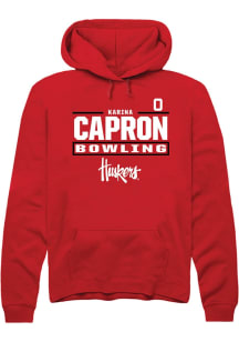 Karina Capron  Rally Nebraska Cornhuskers Mens Red NIL Stacked Box Long Sleeve Hoodie