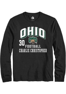 Charlie Christopher  Ohio Bobcats Black Rally Football NIL Arch Logo Long Sleeve T Shirt
