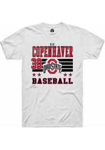 Nik Copenhaver  Ohio State Buckeyes White Rally NIL Striped Short Sleeve T Shirt