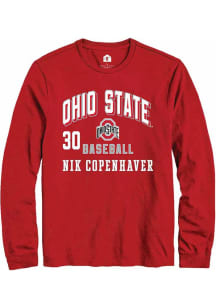 Nik Copenhaver  Ohio State Buckeyes Red Rally NIL Arch Logo Long Sleeve T Shirt