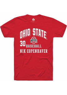 Nik Copenhaver  Ohio State Buckeyes Red Rally NIL Arch Logo Short Sleeve T Shirt