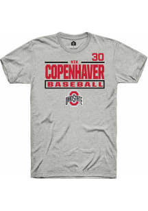 Nik Copenhaver  Ohio State Buckeyes Ash Rally NIL Stacked Box Short Sleeve T Shirt