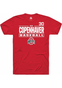 Nik Copenhaver  Ohio State Buckeyes Red Rally NIL Stacked Box Short Sleeve T Shirt