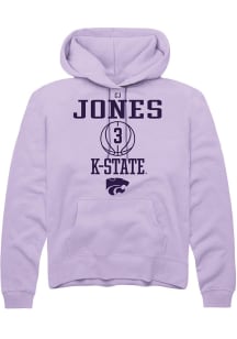 Cj Jones  Rally K-State Wildcats Mens Lavender NIL Sport Icon Long Sleeve Hoodie