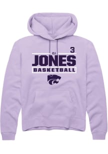Cj Jones  Rally K-State Wildcats Mens Lavender NIL Stacked Box Long Sleeve Hoodie