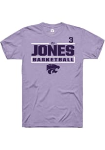 Cj Jones  K-State Wildcats Lavender Rally NIL Stacked Box Short Sleeve T Shirt