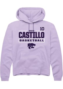 David Castillo  Rally K-State Wildcats Mens Lavender NIL Stacked Box Long Sleeve Hoodie