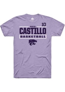David Castillo  K-State Wildcats Lavender Rally NIL Stacked Box Short Sleeve T Shirt