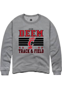 Jason Deem  Rally Cincinnati Bearcats Mens Grey NIL Striped Long Sleeve Crew Sweatshirt