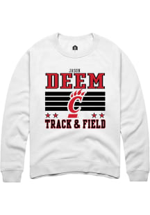 Jason Deem  Rally Cincinnati Bearcats Mens White NIL Striped Long Sleeve Crew Sweatshirt